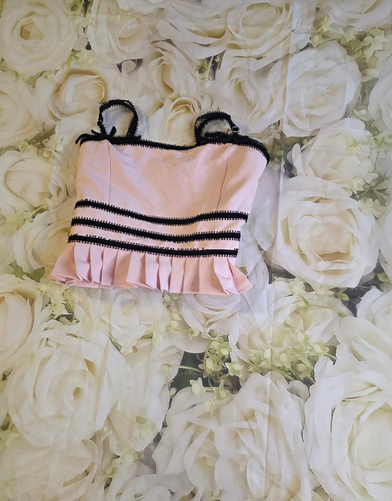 Pink and black Crop Top